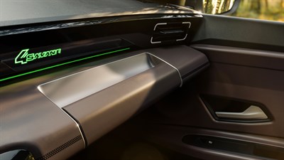 poignée de maintien & logo rétro-éclairé