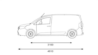 Nouveau Renault Kangoo Van E-Tech 100% electric - dimensions profil